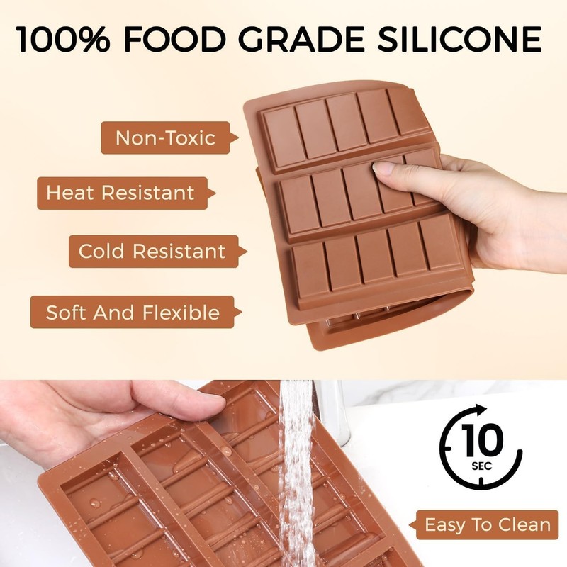 Chocolate Molds Non-Stick Break Apart Bar Mold Food Grade Silicone gallery