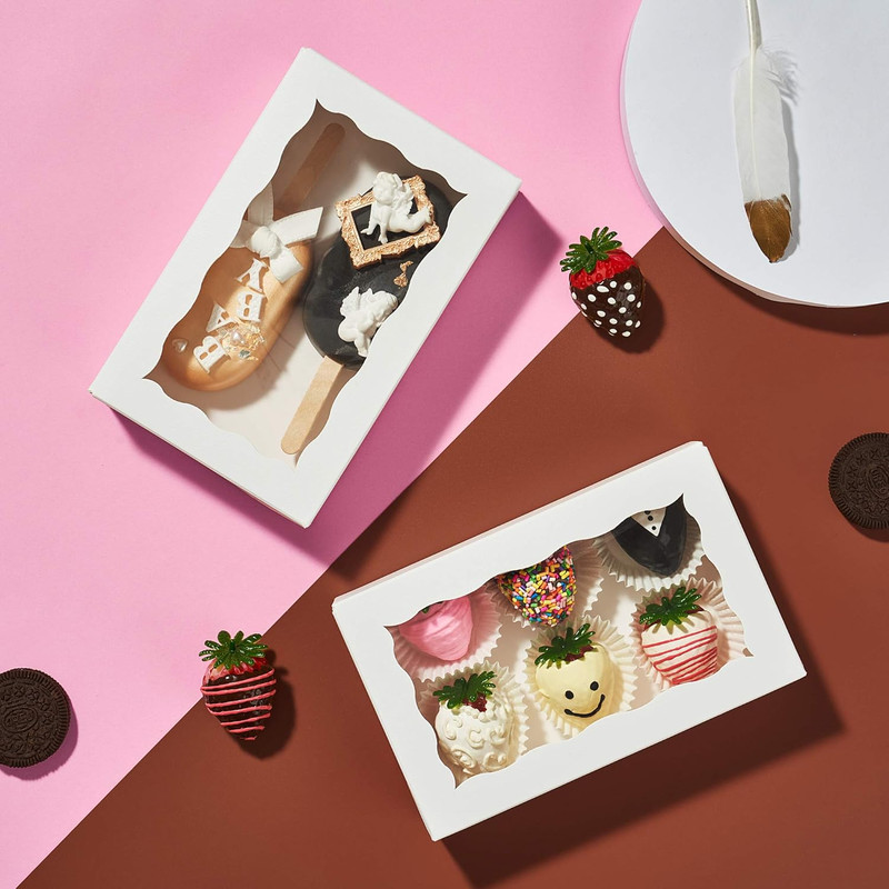 24 Pack 7 x 4 3/8 x 1 1/2 inches Cookies Boxes for 2, Auto-Popup Macaron Boxes f gallery