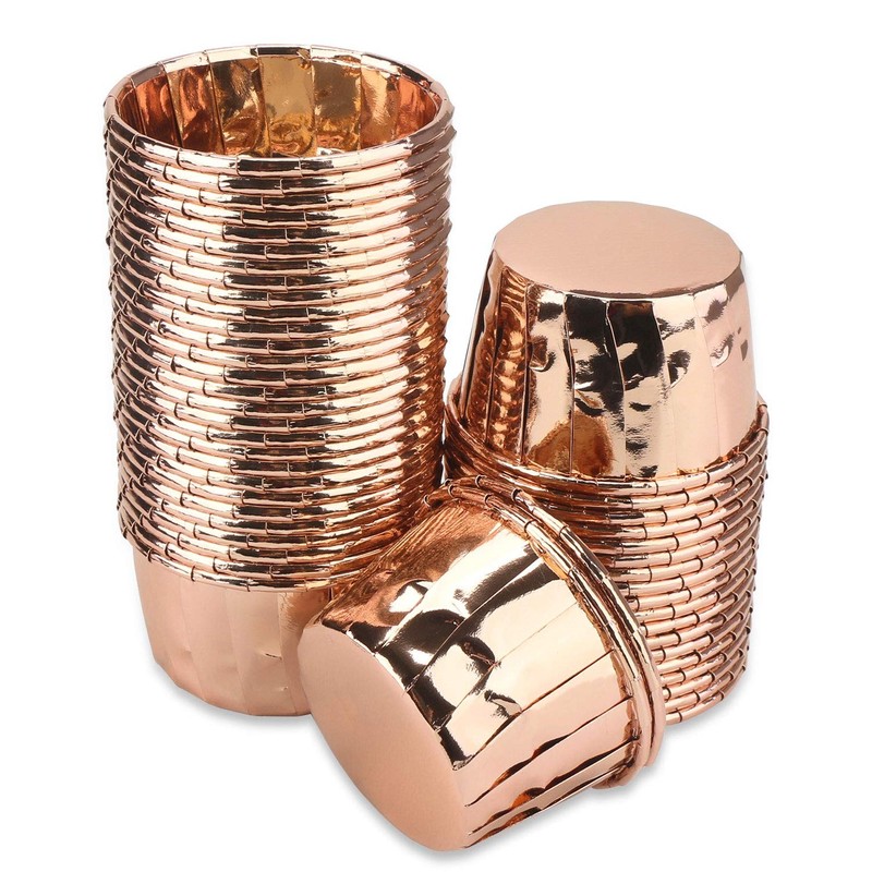 Gold Cupcake Cups 1.9 X 1.6 X2.7 Disposable Muffin Liners 50pcs Rose Gold Cup