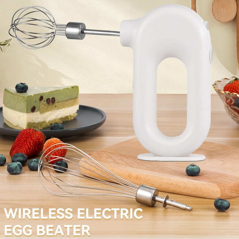 4 Speed Electric Hand Mixer Mini Cordless USB Rechargeable Whisk White Tool gallery