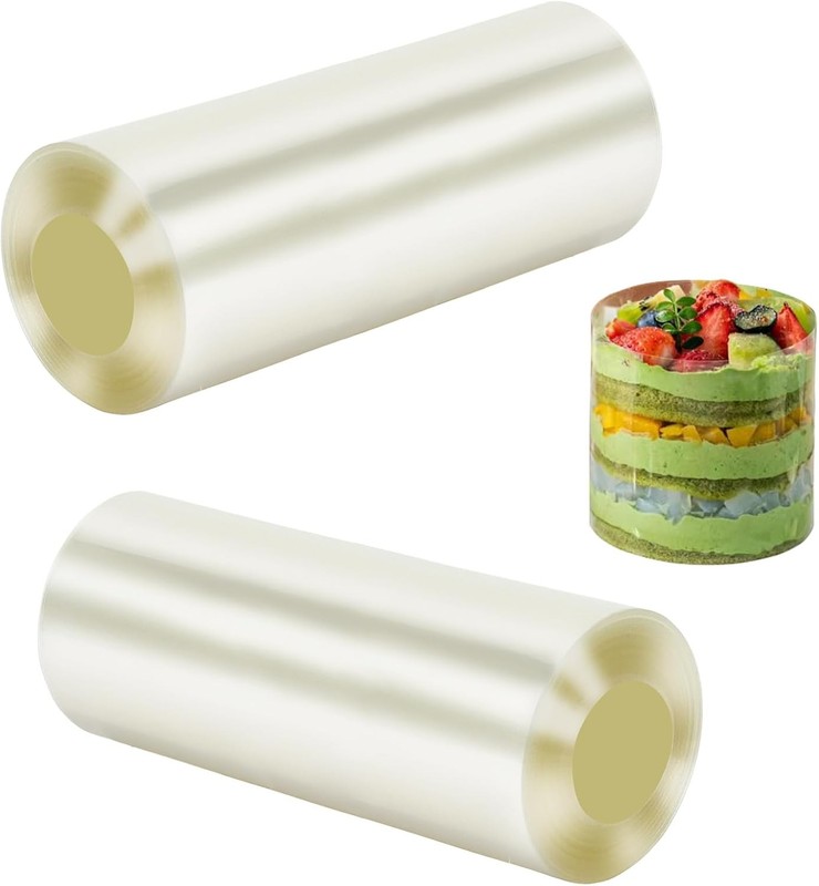 2Pack Cake Collars 5×394inch Transparent Acetate Sheets Baking Clear Cake Strips