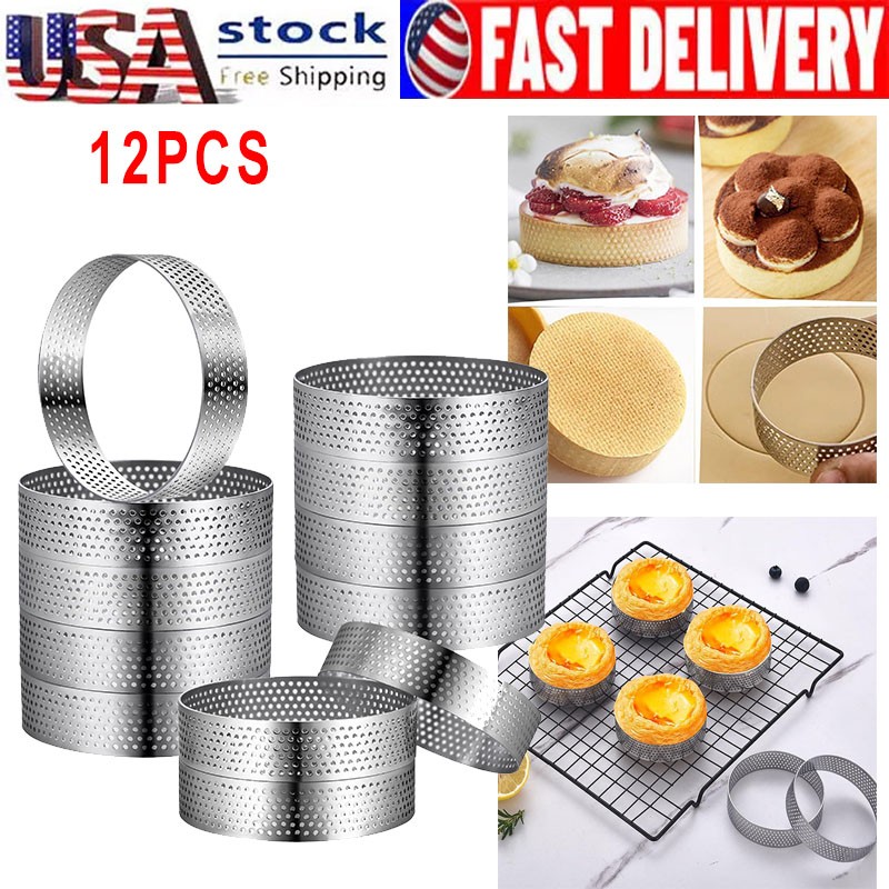 US Stainless Steel Baking Tart Ring Cake Mousse Round Ring Fruit Crust Tools