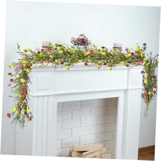 6 ft Artificial Wildflower Garland, Daisy and Lavender Faux Floral Vine 1