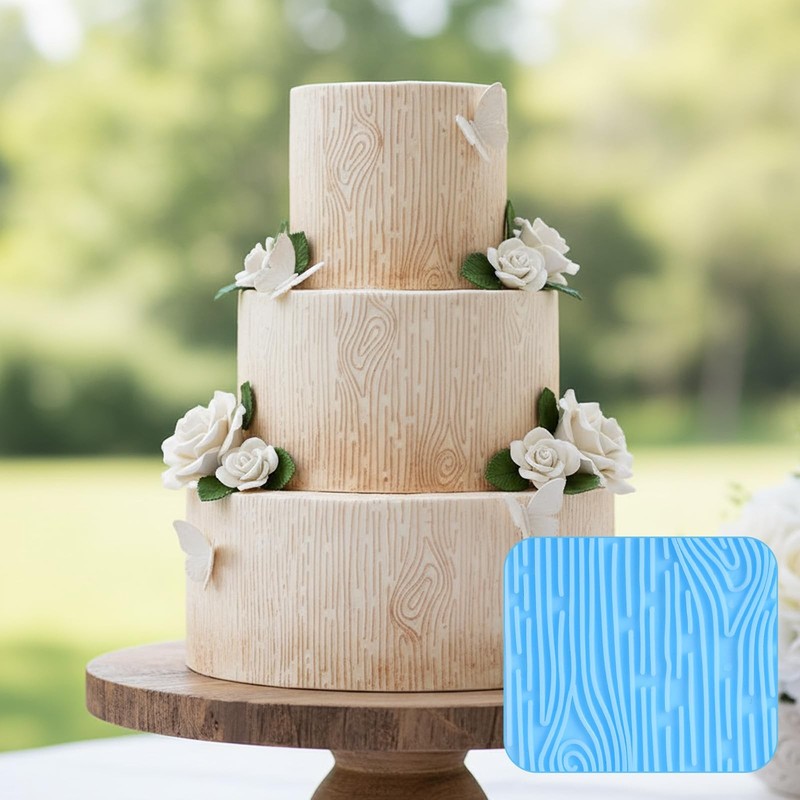 6 Pack Fondant Molds Texture Mats Wood Grain Brick Castle Wall Cobblestone Te... gallery