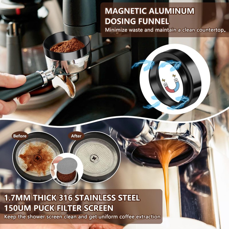 Y-Step 25 PCS Espresso Accessories Kit, Tamper Kit 51mm, Black gallery