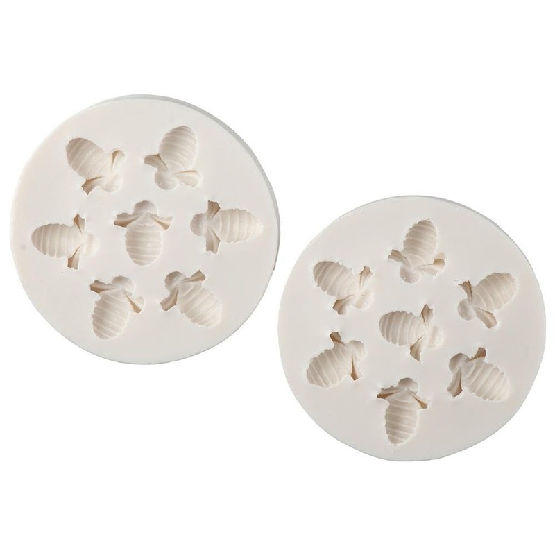 Uniquer 2Pcs 7-Cavity Bumble Bee Silicone Candy Molds White