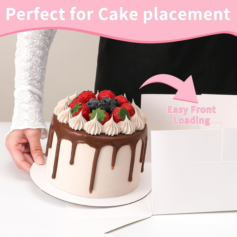 28 Sets 8x8x5 Cake Box, White Cake Box with Window 28pcs White Boxes and 28 p... gallery