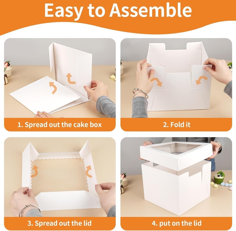 Disposable 10-Inch Cake Boxes, Clear Window - Ideal for Parties & Events gallery