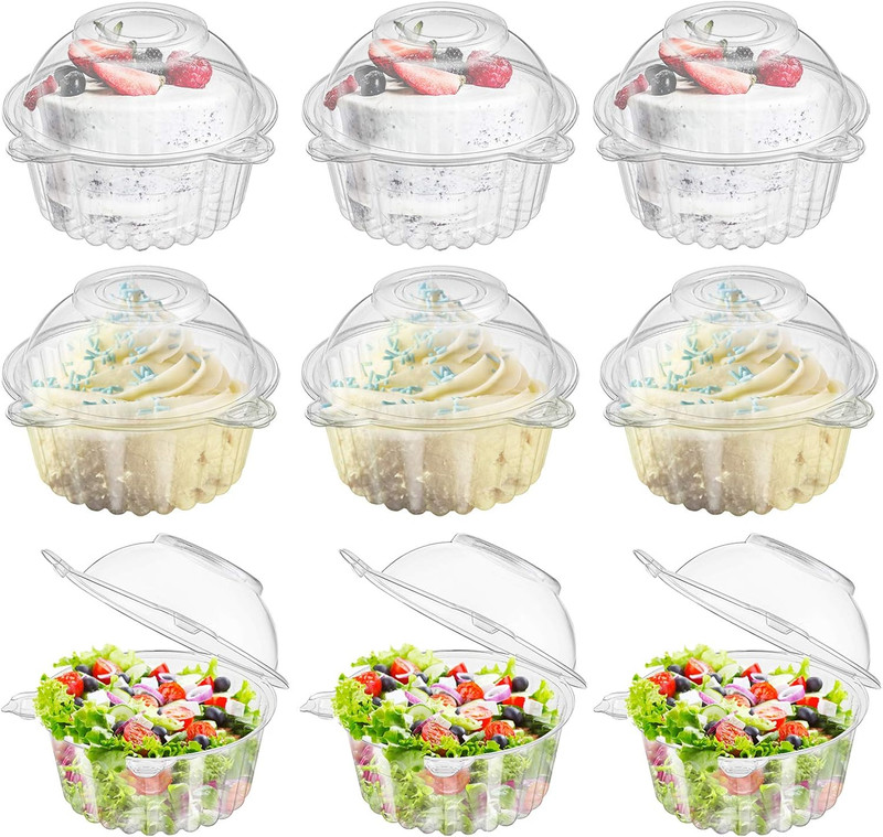 Bekith 150 Pack Individual Cupcake Containers, Plastic Cupcake Holder with Lid,