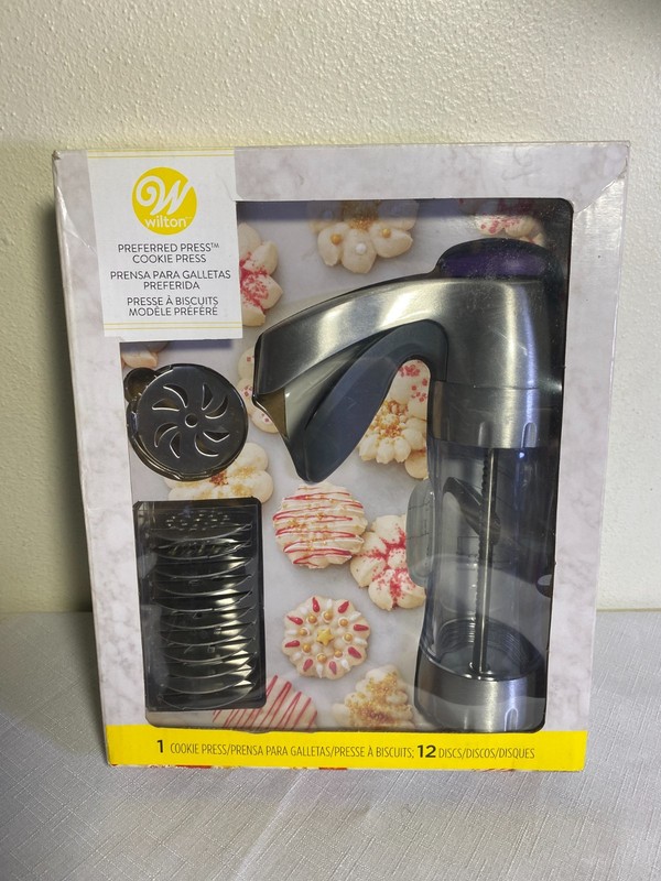 Wilton Preferred Press Cookie Press 13-Piece Set Metallic Soft-Grip Trigger