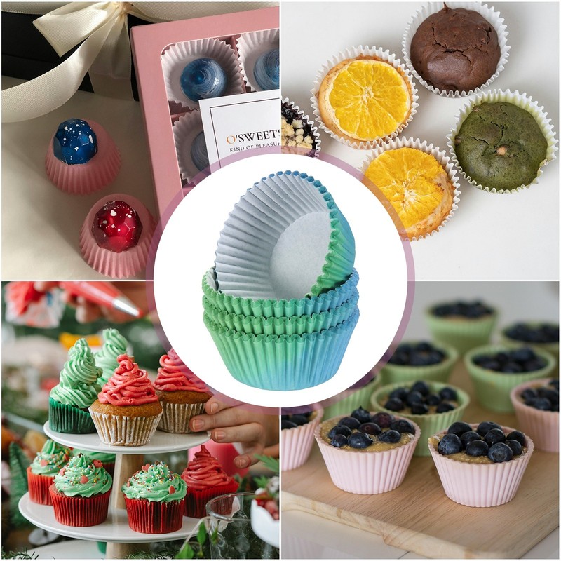 200 Count Cupcake Liners Cupcake Cups Standard Size Blue Green Gradient gallery