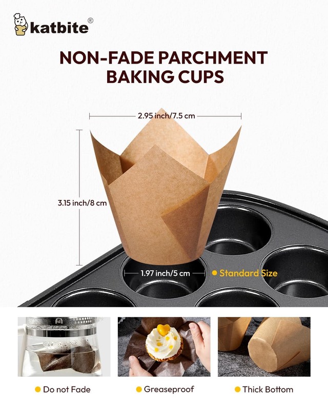 200 PCS Tulip Cupcake Liners Holders Muffin Baking Cups Wrapper Party Wedding gallery