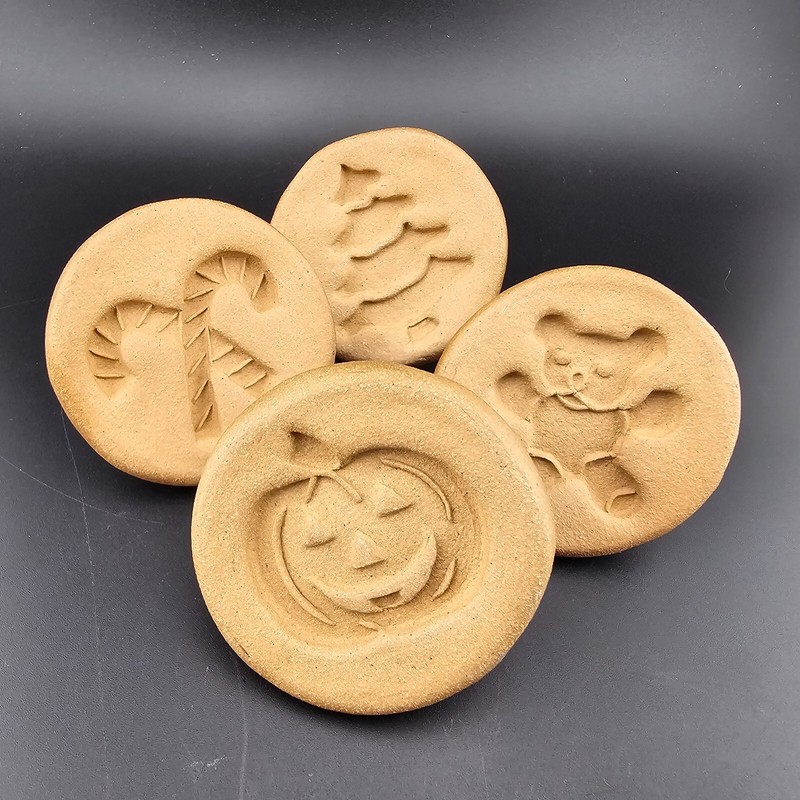 Ceramic Cookie Mold Press Stamp Set Holiday Theme Christmas Halloween Handmade
