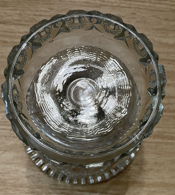 Cut glass pedestal stand punch bowl cake plate serving tray clear MCM VTG gallery