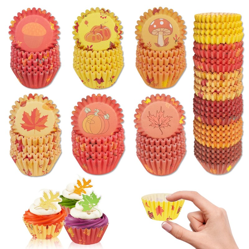 Mini Cupcake Muffin Liners Fall Small Paper Liner Autumn Colorful Wrap 600 PCS