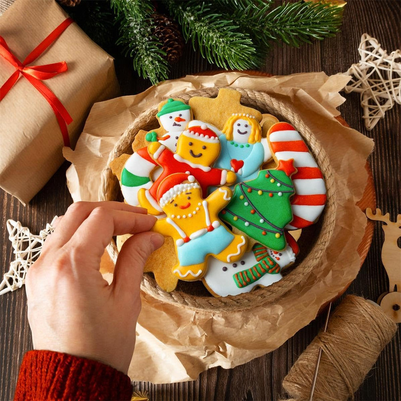 6-Piece Stainless Steel Christmas Cookie Cutter Set - Holiday Shapes gallery