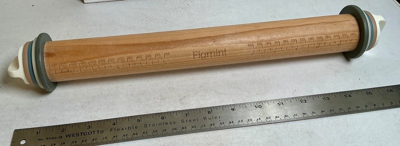 Figmint Adjustable Wooden Rolling Pin w Measurement Guide & Thickness Rings Exc gallery