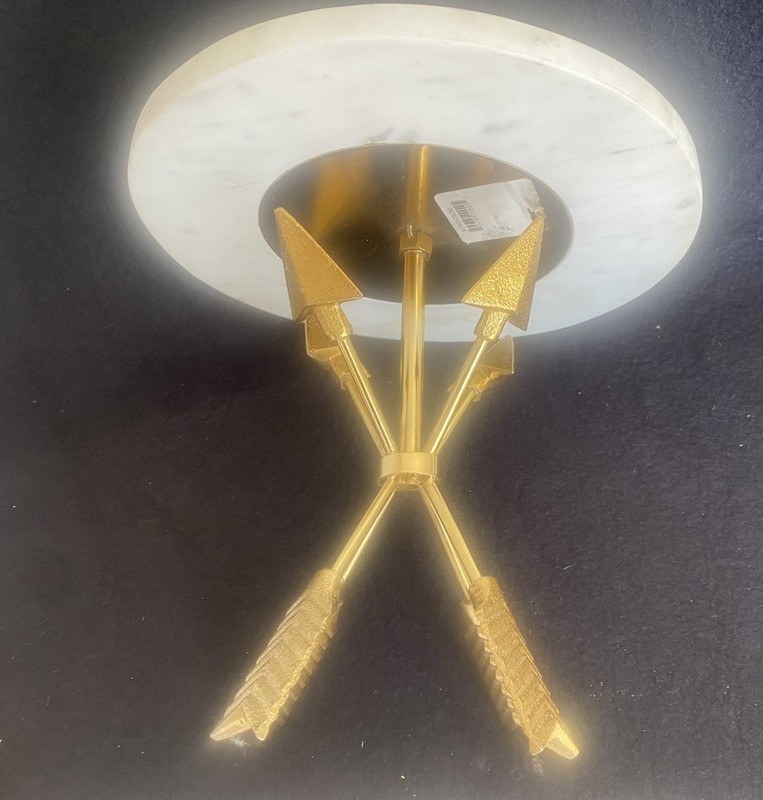 VINTAGE GOLDEN ARROW LEGGED WHITE MARBLE 9” ROUND CAKE STAND Nordstrom gallery