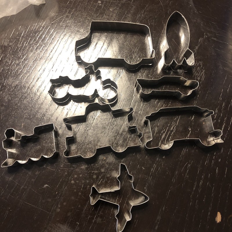 Vehicle Cookie Cutter 8 Pc Set: Rocket, Van, Muscle Car, Motorbike, Plane, Train gallery