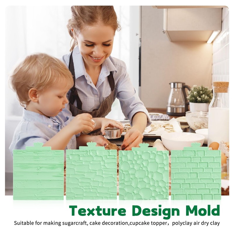 Wood Fondant Mold,Cobblestone Silicone Texture Mat for Clay,Fondant Impressio... gallery