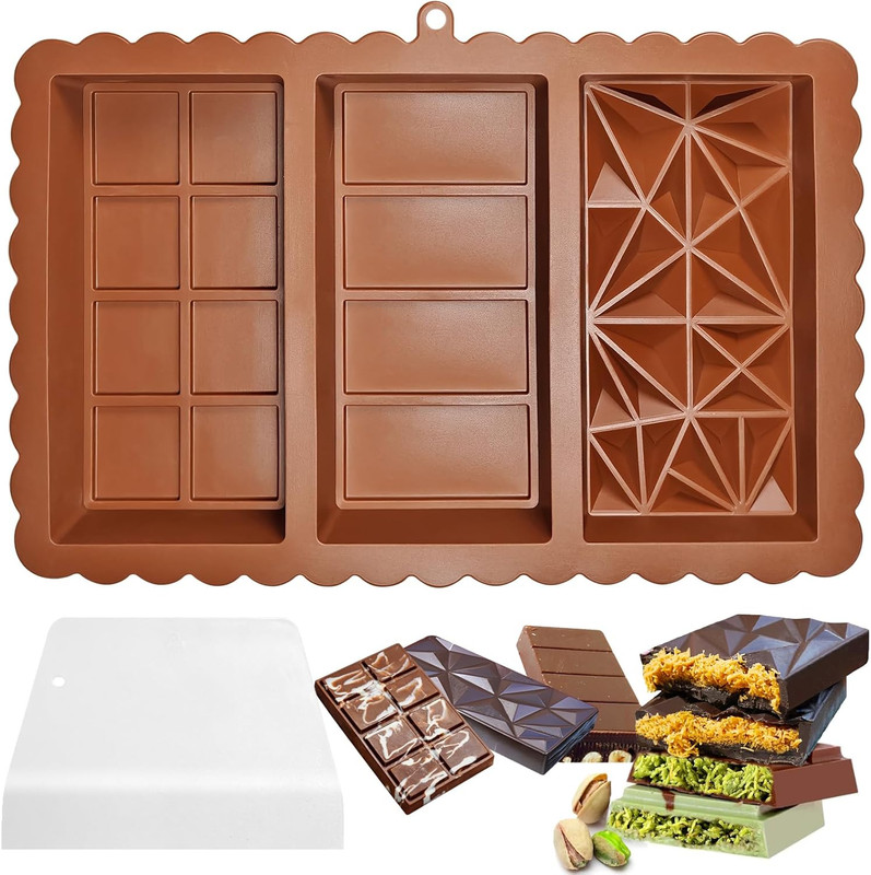 Chocolate Bar Mold – Food Grade Silicone Chocolate Molds, Non-Stick & Easy to Re