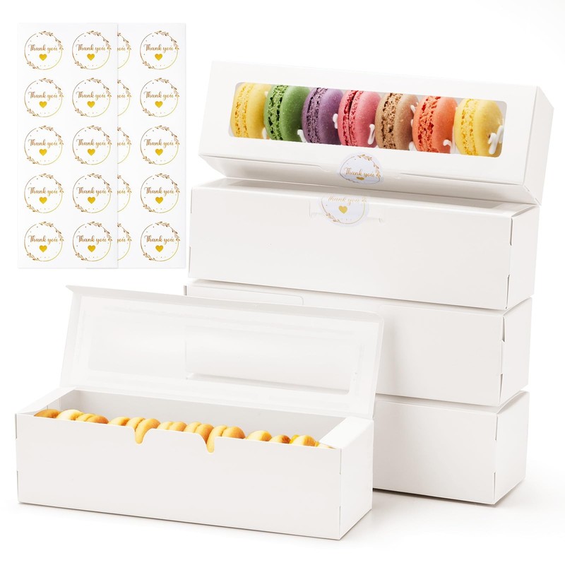 20 Pack Macaron Boxes with Window – 7.3x2x2 in Macaron Packaging Containers H…