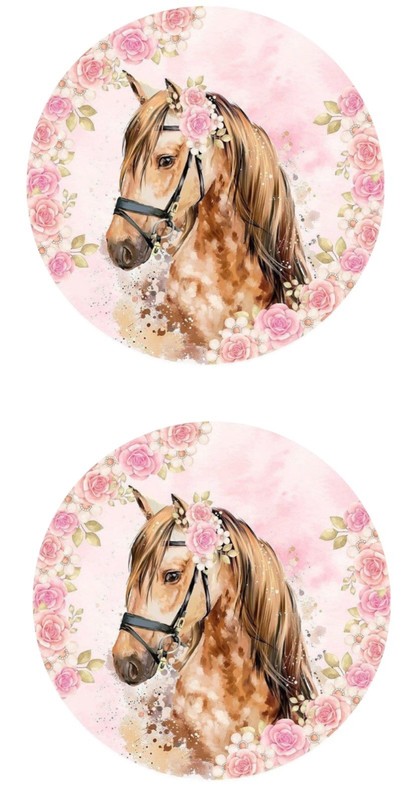 set of 12 Horse theme, edible paper, cupcake cookie toppers, horse birthday pony