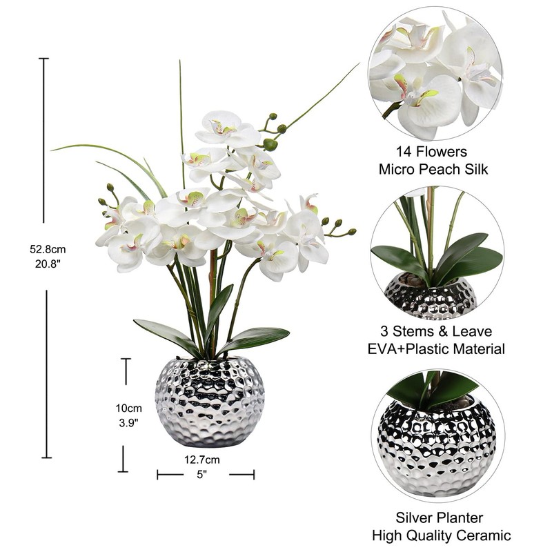 N/D Orchids Artificial Flowers 20.8 Faux Orchid Flower Arrangement Fake Orchid gallery