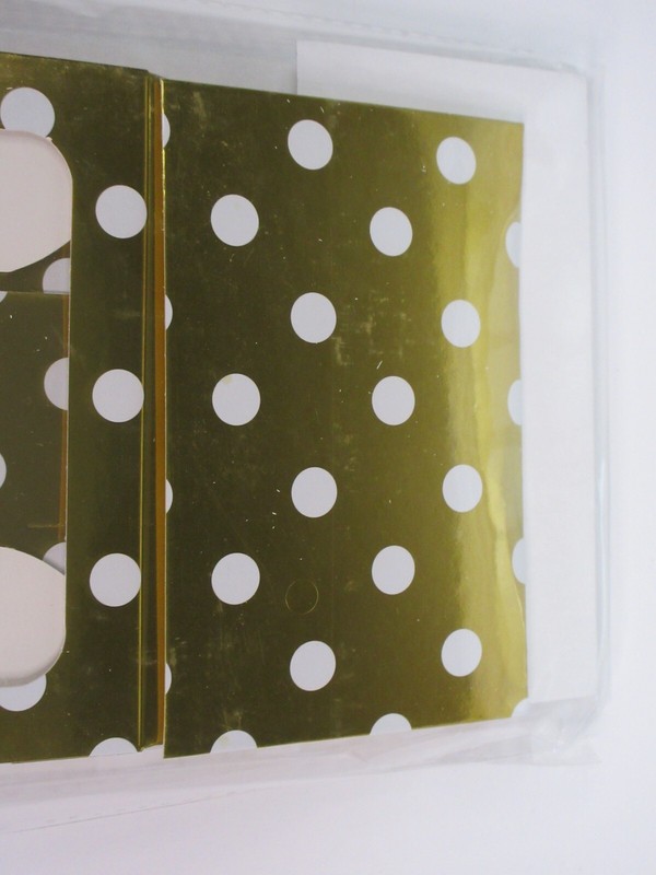 Treat Boxes W/ Window & Cupcake Insert Gold White Polka Dots Lot of 3 -3pack ea gallery