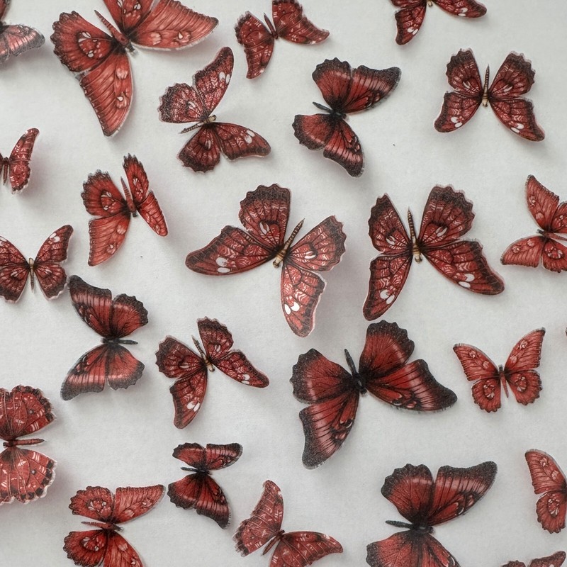 Dark Red Pre-cut Edible Wafer Paper Butterflies