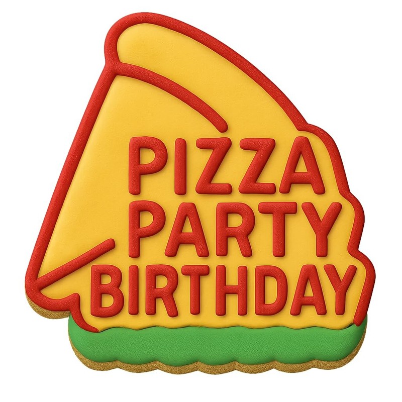 Pizza Party Birthday Cookie Cutter & Stamp, Fondant & Clay - 4x3.7 gallery