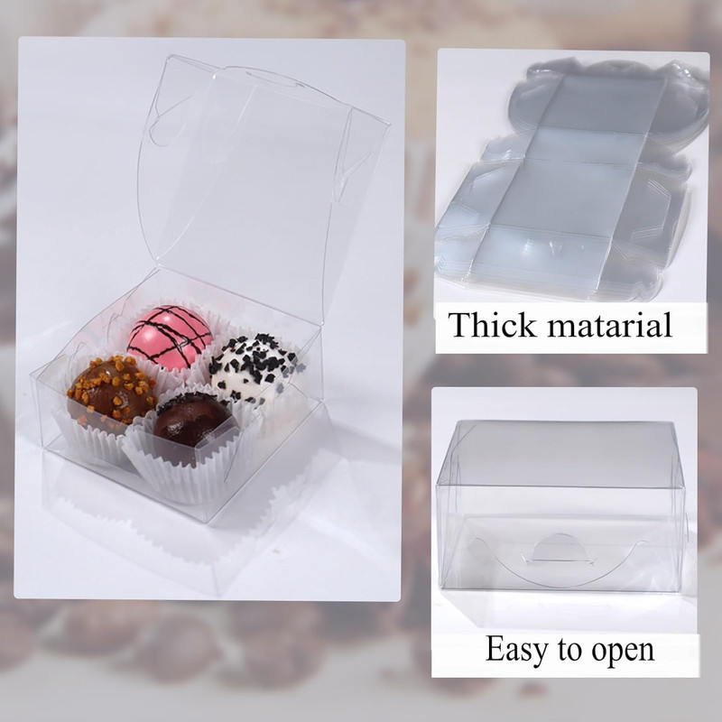 3.25" X 3.25" X 1.5" 30Pcs Clear Homemade Treat Boxes for Cookies, Soap, Chocola gallery