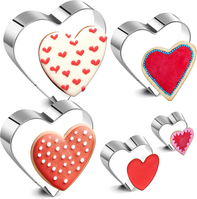 5 Pieces Heart Shape Cookie Cutter Set 5 Size Heart Cookie Cutter Stainless Stee
