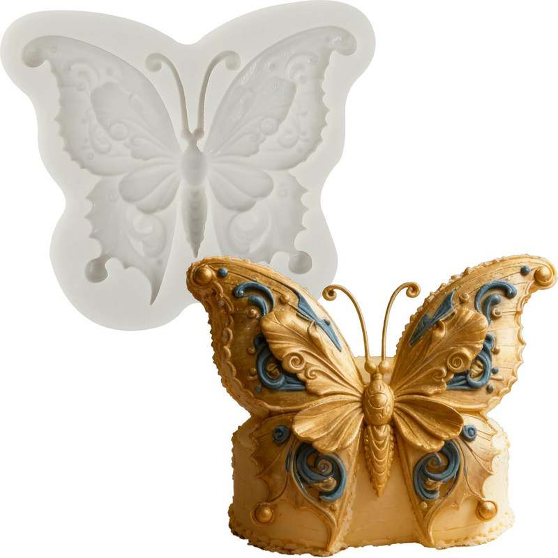 1Pc Luxury Butterfly Fondant Mold, Retro-Style Silicone Butterfly Mold with Real