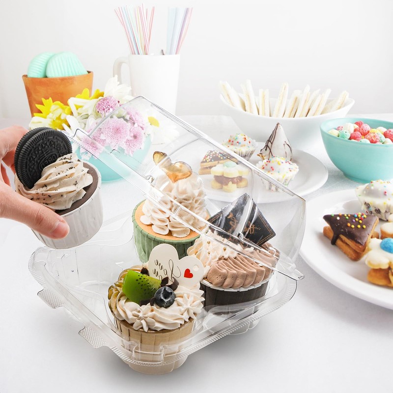 60 Count 4-Compartment Plastic Cupcake Containers - Disposable Cupcake Trays ... gallery