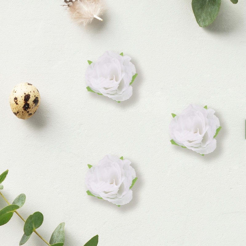 100pcs Artificial Roses for Decoration, Silk Flower Heads 1.2" White gallery