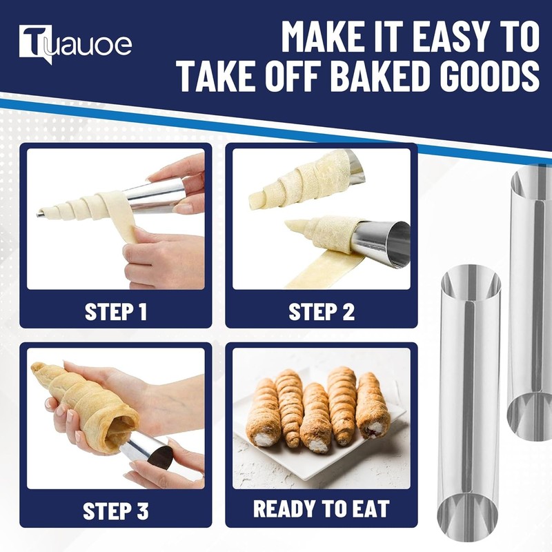 Cream Horn Molds for Baking, 35Pcs Cannoli Tubes Molds, Non-Stick Stainless Stee gallery