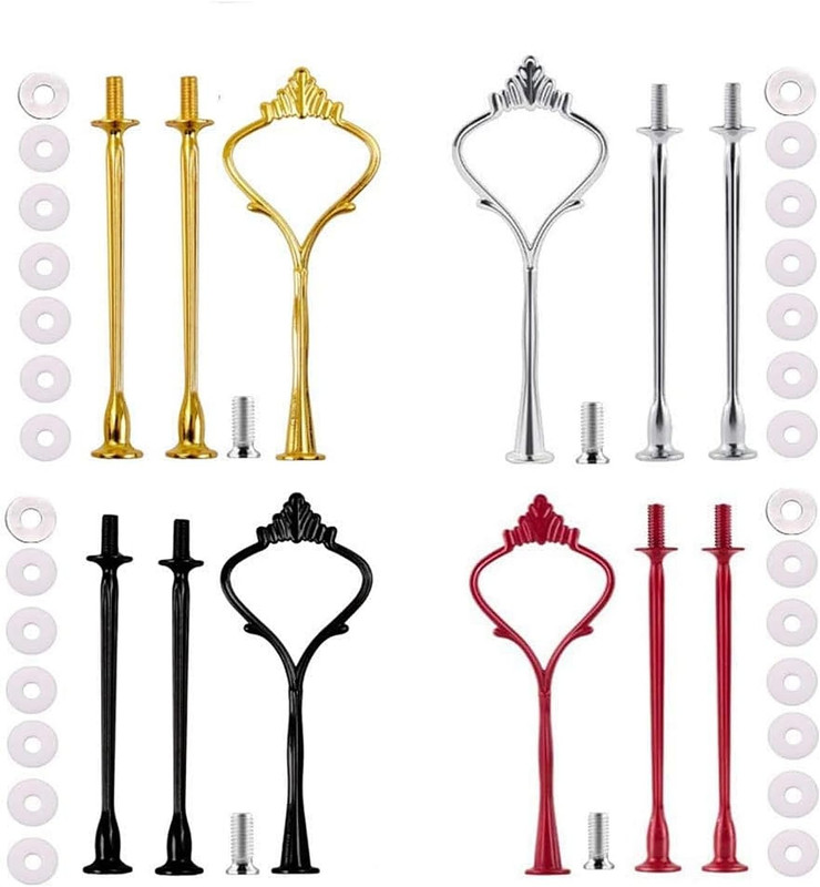 WHZAZGW 4 Sets of 3 Tier Cake Plate Stand Handle, Metal Fruit Cake Cupcake Plate gallery