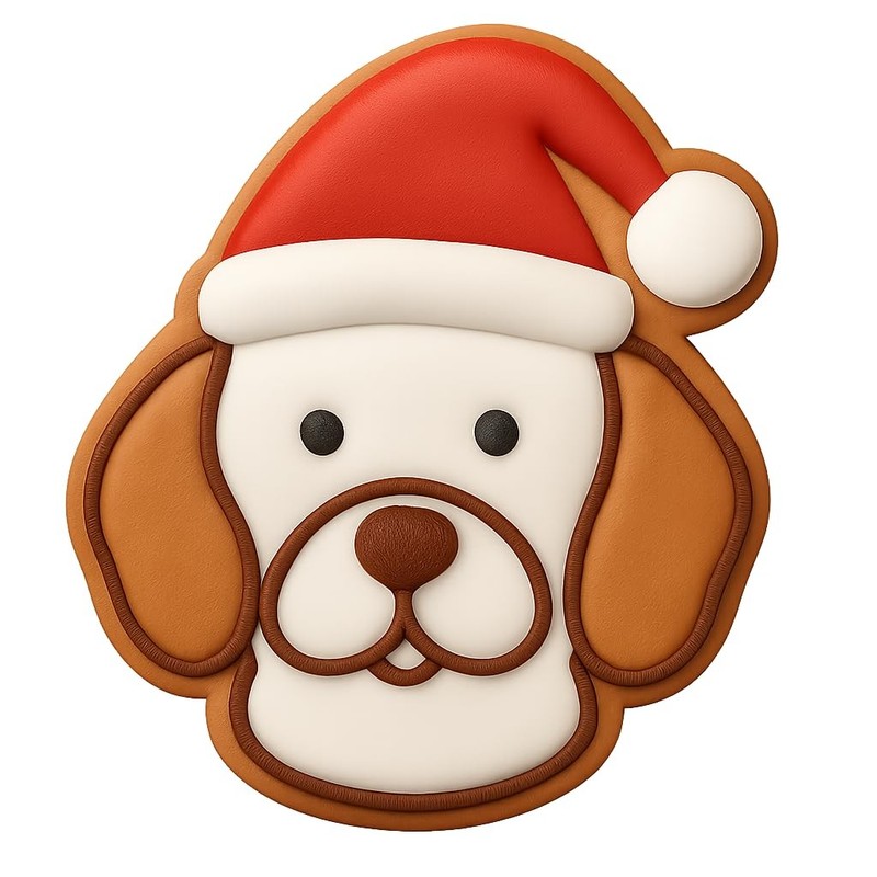 Beagle with Santa Cap Cookie Cutter & Stamp, Fondant, Clay - 4x3.2" gallery