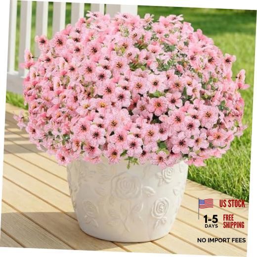 Artificial Flowers Fake Plants for Outdoors Artificial Flowers(13 Pcs) Pink
