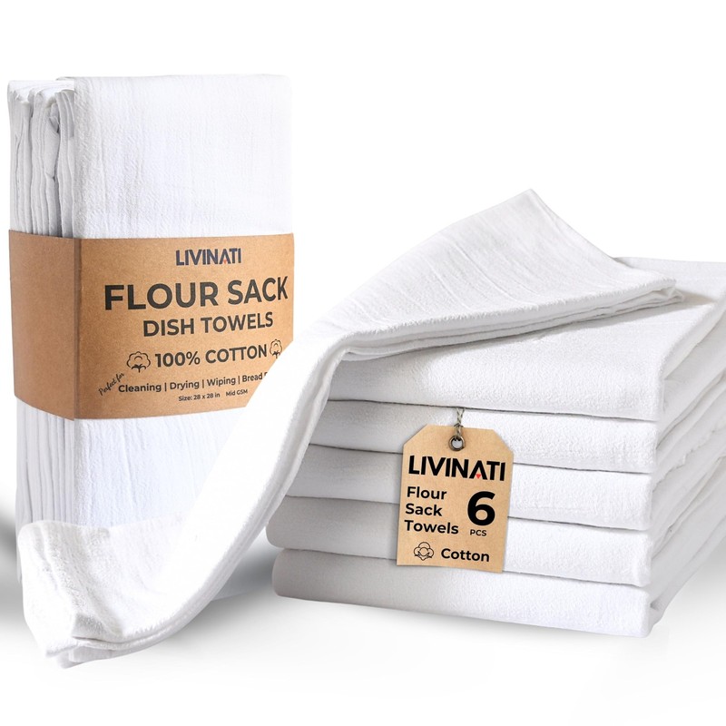 White – Flour Sack Tea Towels For Kitchen – For Embroidery Crafting Baking So…