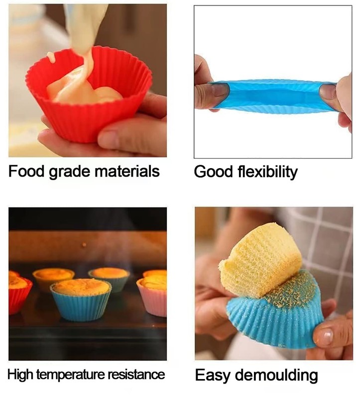12 Pcs Multicolored Silicone Cupcake Baking Cups Reusable Muffin Liners gallery
