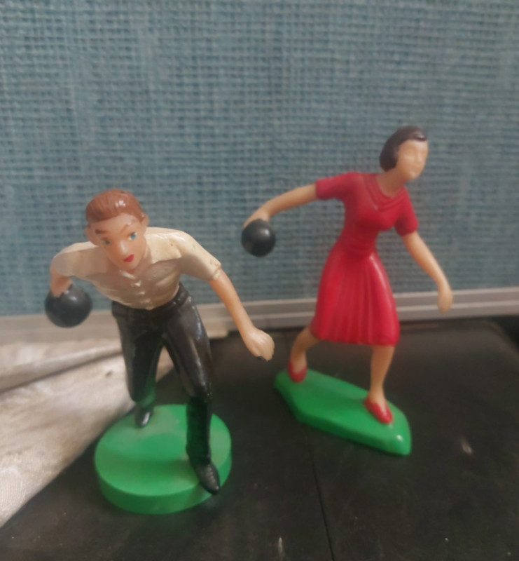 Vintage Bowler Cake Toppers Man and Woman His And Hers gallery