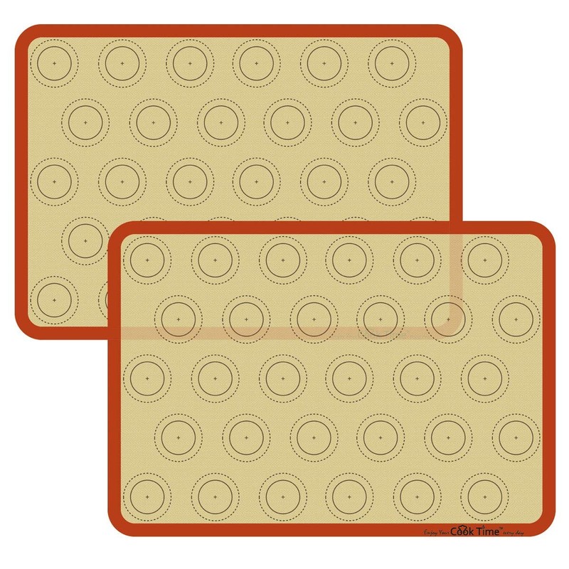 Macaron Silicone Baking Mat – Set of 2 Non Stick Half Sheet, 2-pack, Red