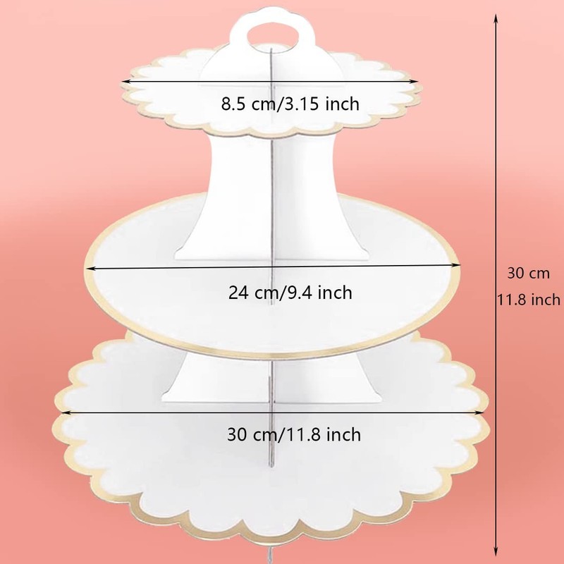 2 PACK Cardboard Cake Stand, 3 Tier Paper Dessert Round Cupcake Holder Tower ... gallery