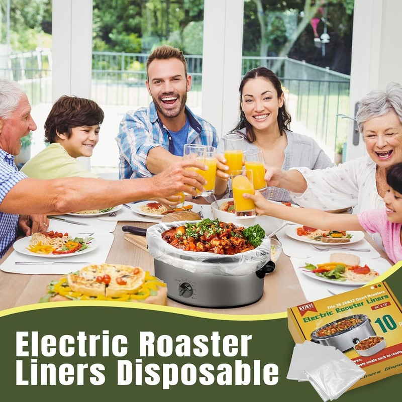 10 Count Electric Roaster Liners, 34" × 18" Roaster Liners Disposable, Fits 16, gallery