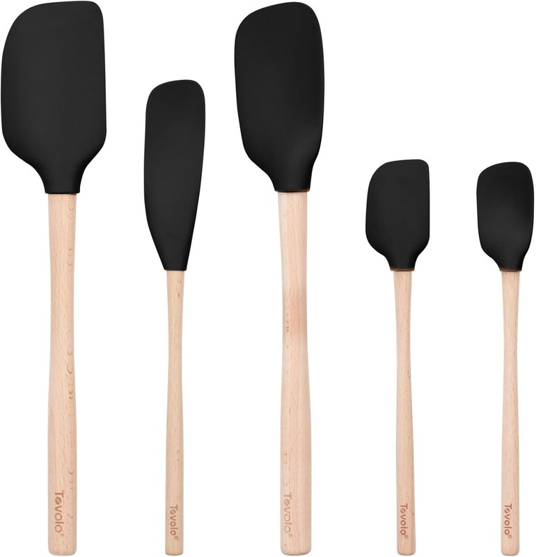 Silicone Spatula with Wooden Handle Set of 5 Piece Silicone Kitchen