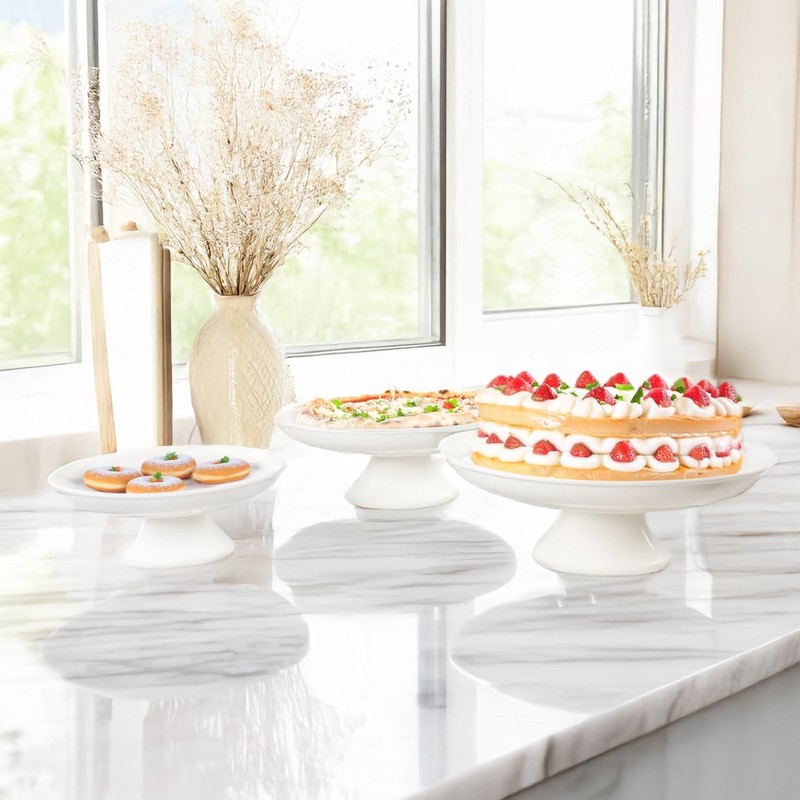 Ceramic Cake Stand, Round Fruit Plate, for Dessert, Cupcake, Salad, Cake, Per... gallery