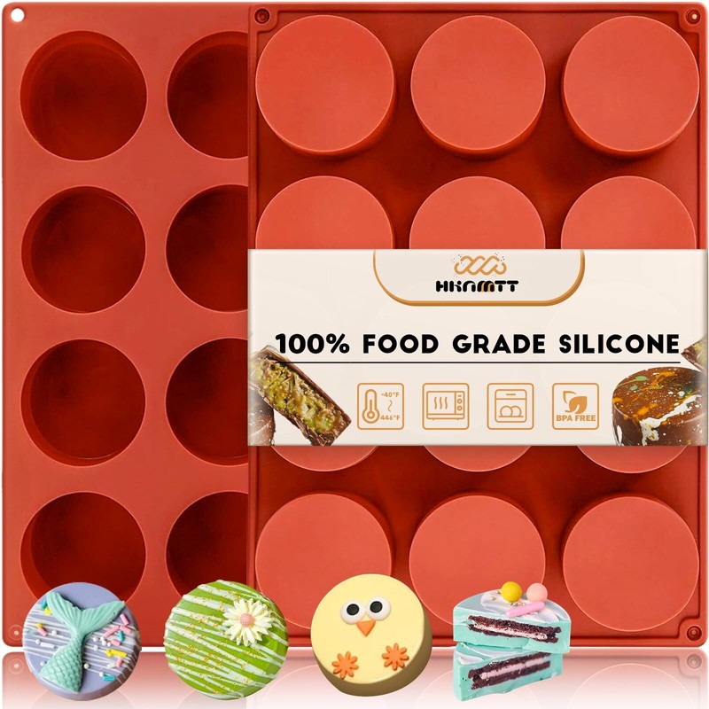 Oreo Silicone Molds 2 PCS, 12-Cavity 2.1″ Round Cylinder Chocolate Covered Oreos