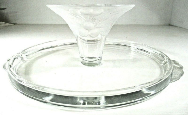 Glass Cake Dip Stand Embossed Cherries Dip/Stand Section & Handles Diameter 29cm gallery
